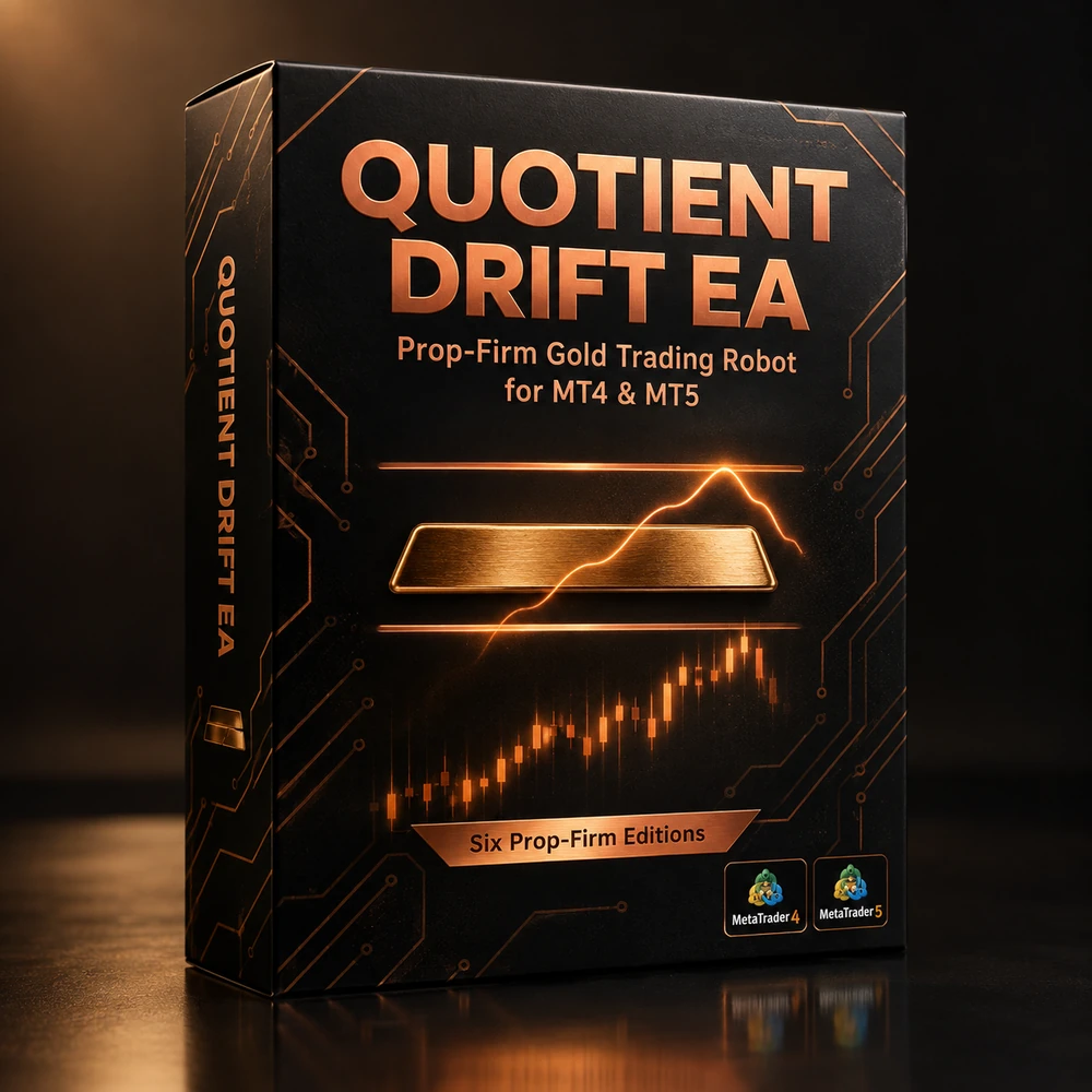Quotient Drift EA, prop-firm gold trading robot for MT4 and MT5